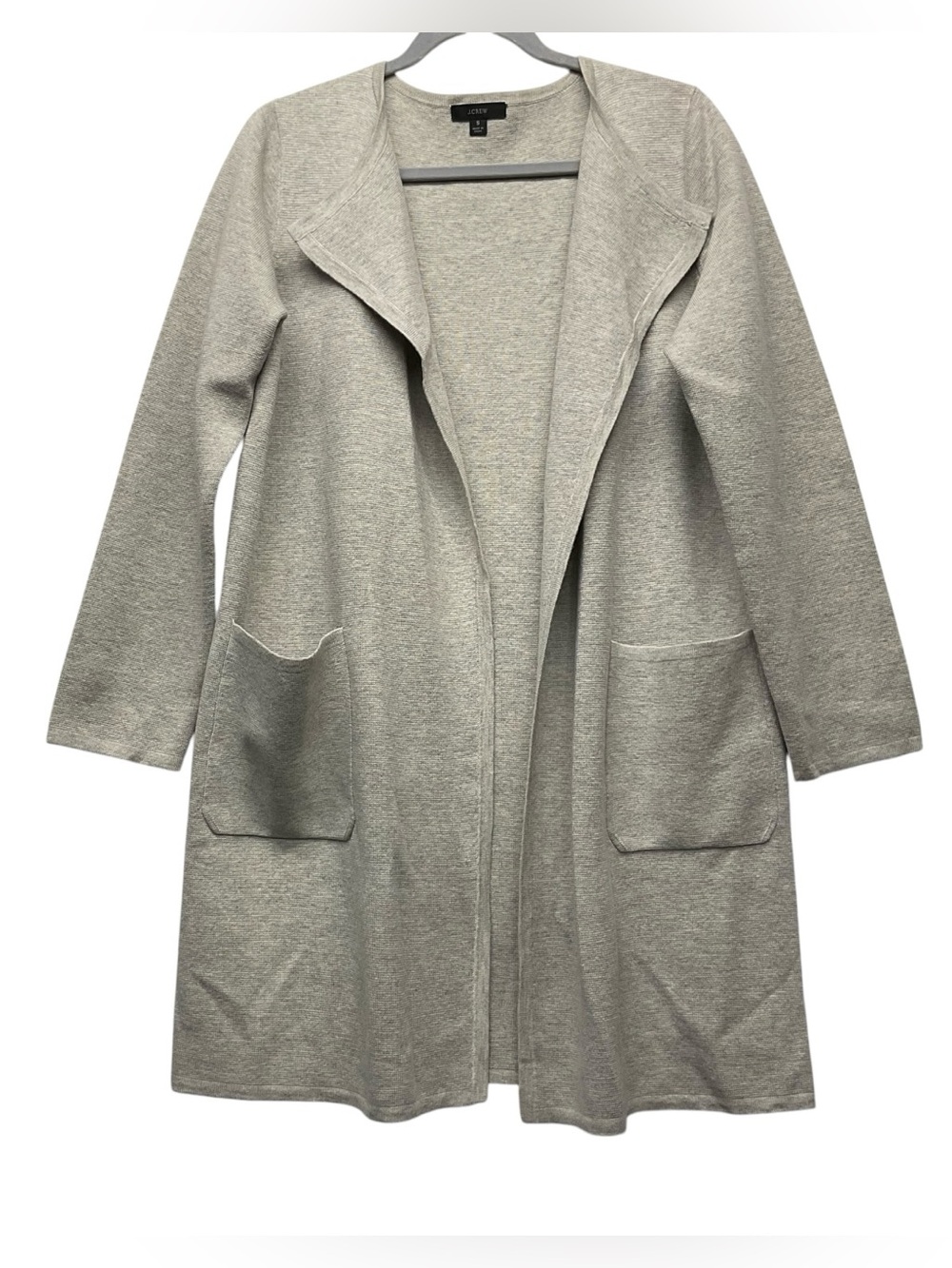 J Crew Juliette Open Front Knit Lapel Cardigan Sweater Small w/Pockets Coatigan